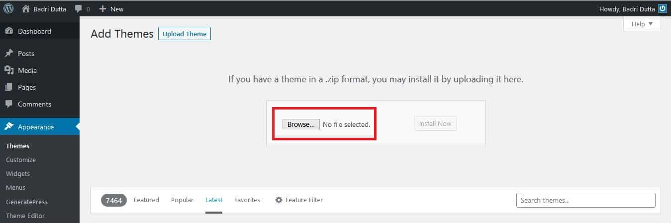 how to upload a wordpress theme