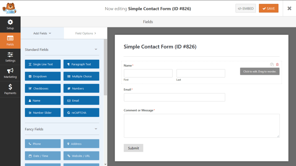 wordpress simple contact form