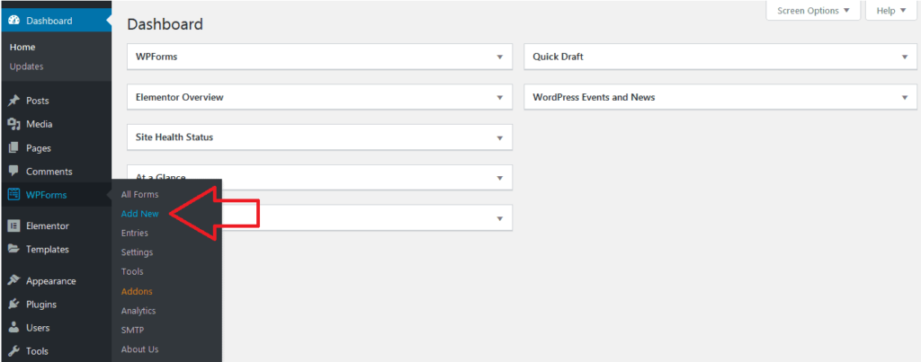 WPForms Add New Section
