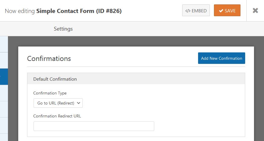 WPForms Confirmation Type GoToUrl