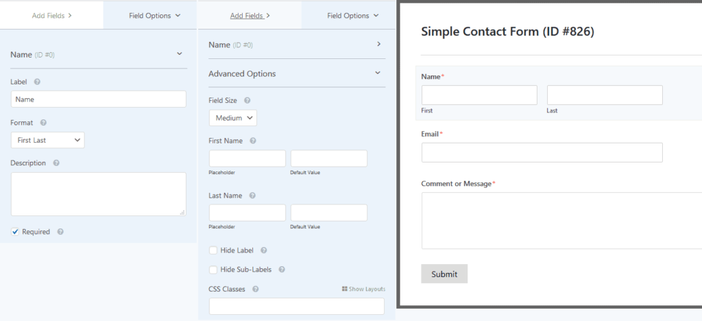 wpforms field options