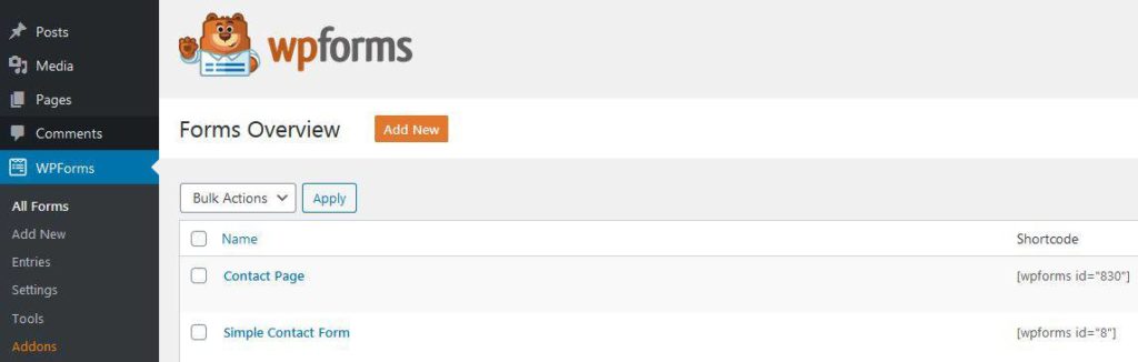 wpforms form management