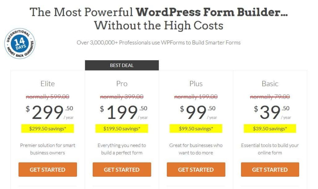 WPForms Pricing